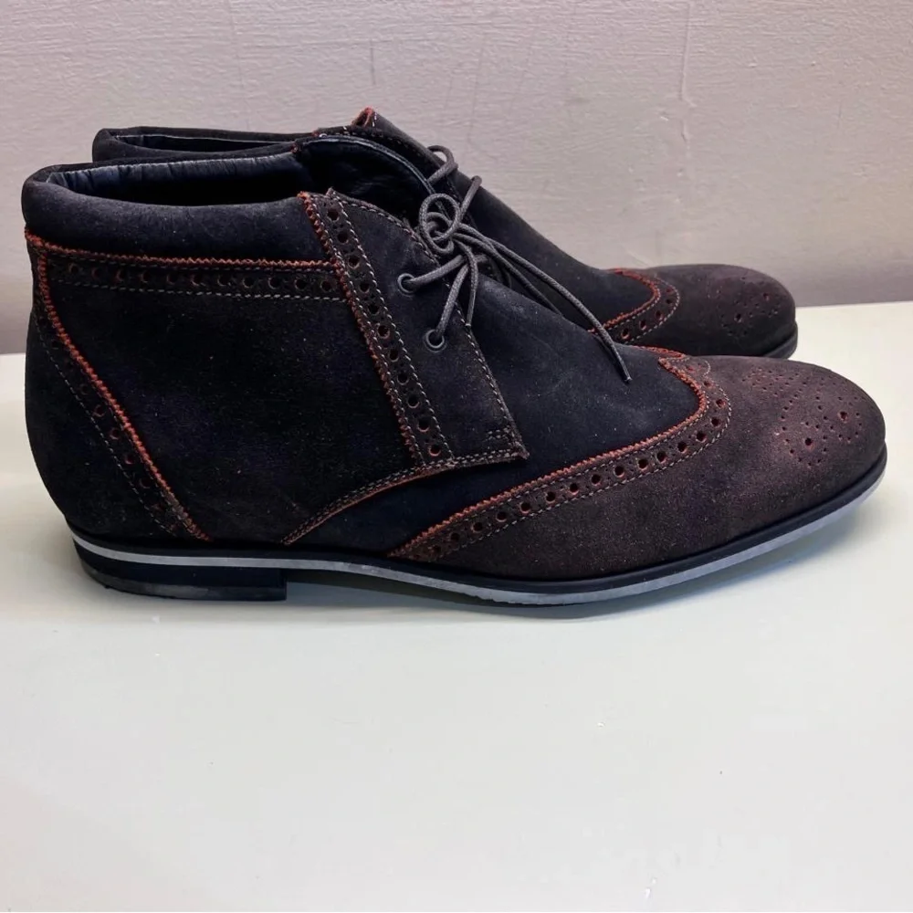 Baldinini Black and Brown Chukka Boots with Brogue Detailing made in Italy